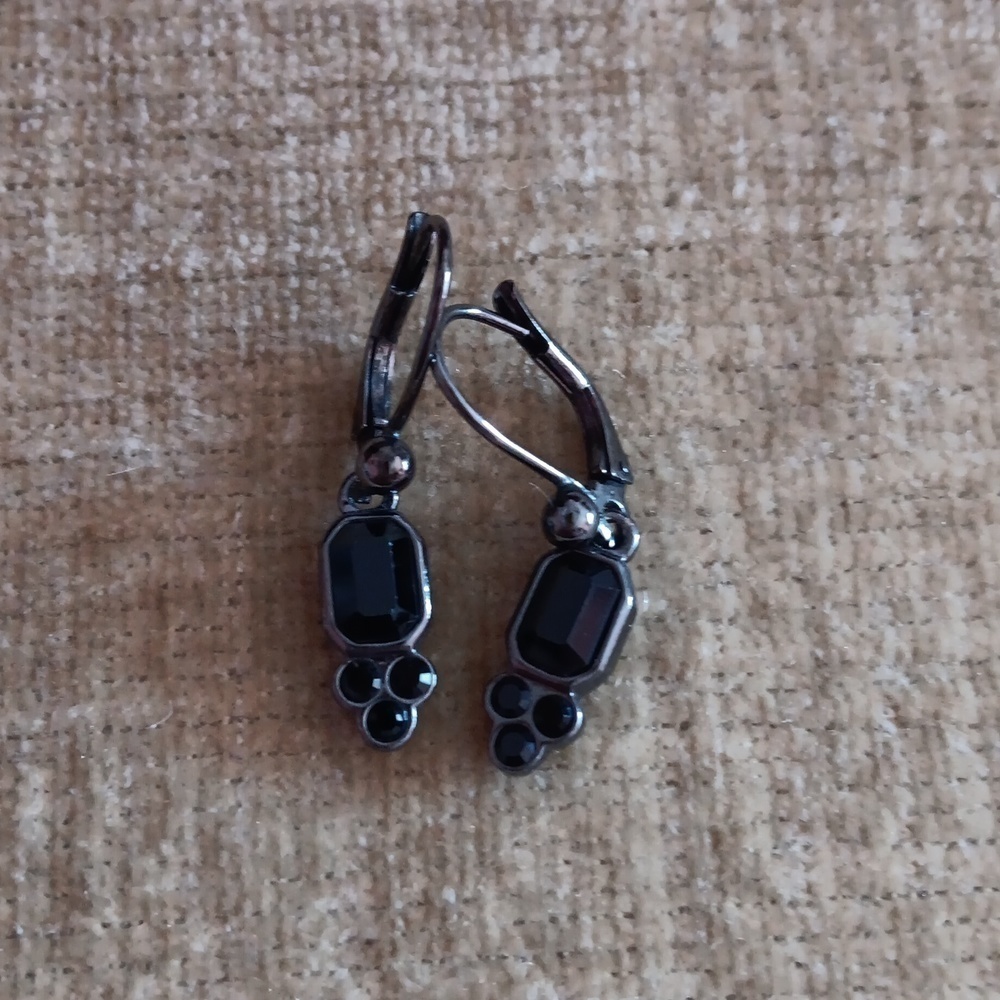 Carolee Black Tone Tear Drop Earrings